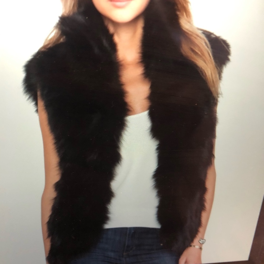 Adrienne Landau classic black fox fur vest